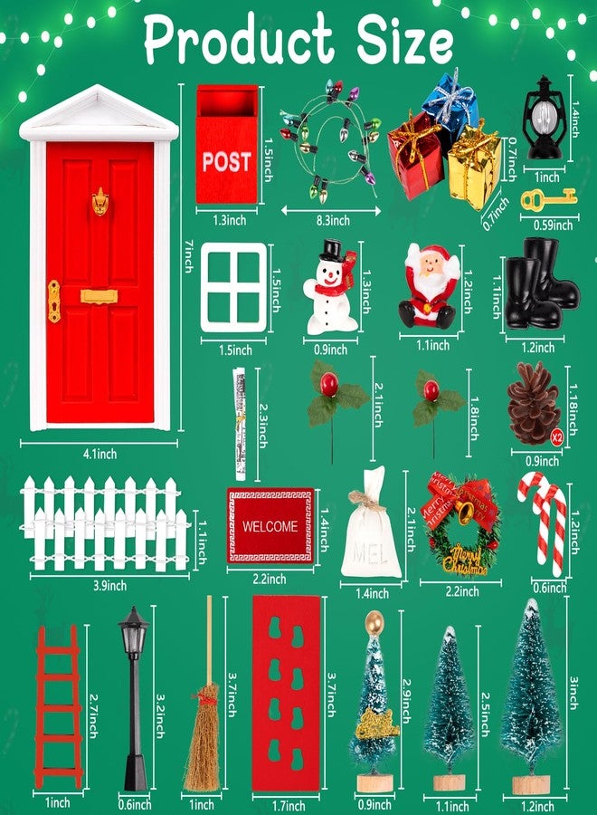 80UncleKimby 31Pcs Christmas Elf Fairy Door Kit - Miniature Accessories Garden Wooden Decorations Craft Set(Red) - Image 3